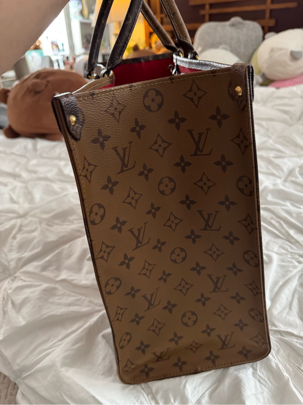 Louis Vuitton OTG Brown Monogram Canvas Tote with Red Trim - Picture 2 of 16